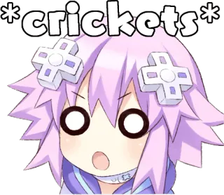😲 *crickets* grilos, constrangedor, silêncio, anime, cabelo roxo, chocado whatsapp sticker