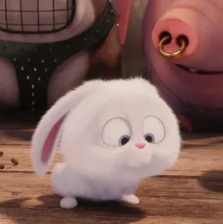 🐰 Snowball The Secret Life of Pets coelho, branco, fofo, animal, coelhinho, fofo, desenho animado whatsapp sticker