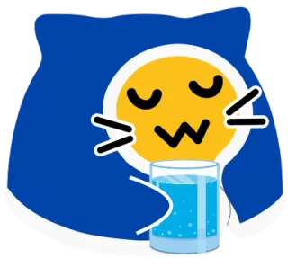 💧 Katze, Glas, Wasser, Kawaii, Emoji, Sticker telegram sticker