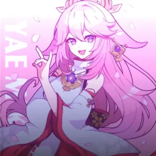 🔮 Yae Miko Genshin Impact YAE 애니메이션, 소녀, 핑크 머리, 게임 캐릭터, 원신 whatsapp sticker