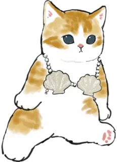 🐚 cat, kitten, pearls, shells, bra telegram sticker
