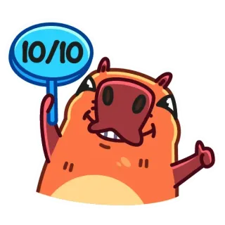 👍 10/10 動物, 哺乳類, ステッカー, 面白い, スコア, 10/10, 承認, いいね telegram sticker