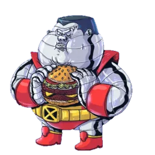 🍔 Colossus Colossus, X-Men, Marvel, Superhero, Kartun, Karakter, Burger whatsapp sticker