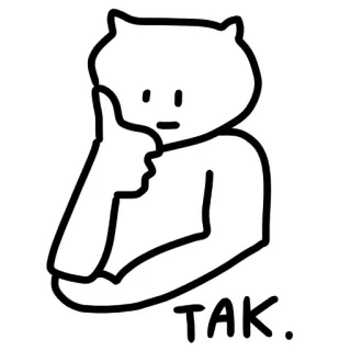 🤔 TAK. drawing, doodle, cat, polish, cartoon telegram sticker