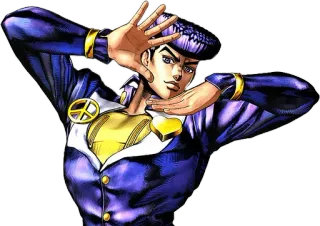😎 Josuke Higashikata JoJo's Bizarre Adventure Anime, Manga, Josuke Higashikata, JoJo's Bizarre Adventure, Personnage, Pose, Signe de paix telegram sticker
