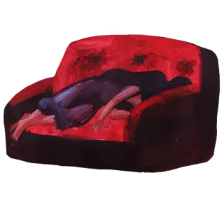 😴 person, couch, sad, depression, sleepless, melancholy, artwork telegram sticker