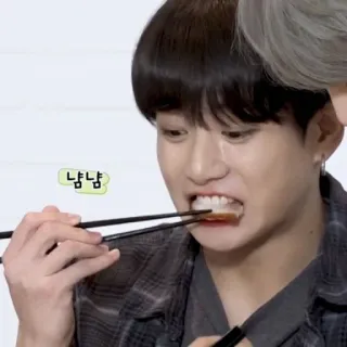 🍼 냠냠 comendo, hashi, comida, homem, retrato, 냠냠 telegram sticker