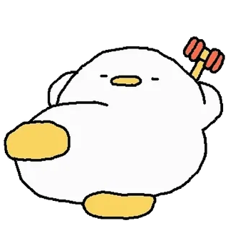 💬 pato, desenho animado, martelo, fofo, pássaro, animal whatsapp sticker