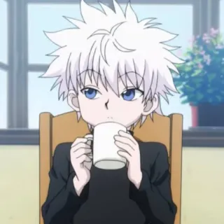 ⚡️ Killua Zoldyck Hunter x Hunter Киллуа Золдик, Hunter x Hunter, Аниме, Манга, Мультфильм, Пьёт telegram sticker
