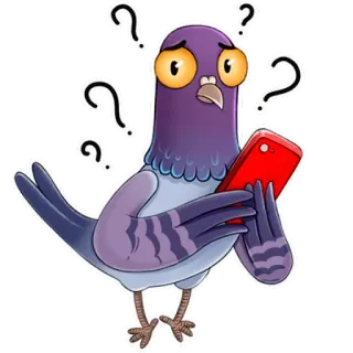 📱 pigeon, bird, question, confusion, phone, cartoon telegram sticker