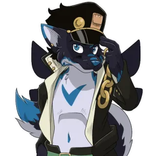 💙 Jotaro Kujo JoJo's Bizarre Adventure Anime, Furry, Jotaro, JoJo's Bizarre Adventure, Fanart, Anthropomorph telegram sticker