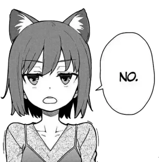❌ NO. anime girl, fox ears, cartoon, no, disapproval, manga style telegram sticker