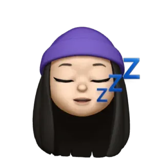 💜 dormindo, emoji, zz, mulher, gorro, desenho animado, pacífico telegram sticker