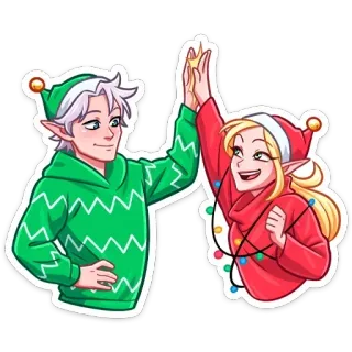 👋 elfo, natale, vacanze, cartoni animati, festa, festivo telegram sticker