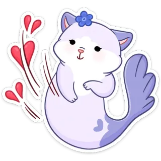 💔 kucing, anjing laut, lucu, kawaii, hewan, stiker, ungu, bunga telegram sticker