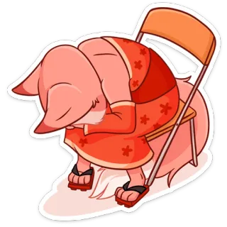😭 лиса, грустный, стул, измотанный, уставший, аниме, мультфильм telegram sticker