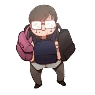😢 person, rucksäcke, brille, schweiß, gestresst, erschöpft telegram sticker