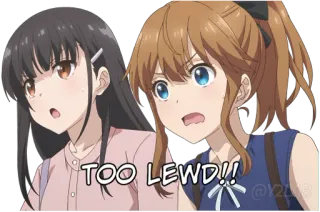 😟 TOO LEWD!! Anime, Picante, Desenho animado, Fofo, Engraçado, Adesivo whatsapp sticker