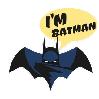 😎 Batman I'M BATMAN แบทแมน, หนังสือการ์ตูน, ซูเปอร์ฮีโร่, ก็อตแธม, ดีซีคอมมิกส์, การ์ตูน telegram sticker