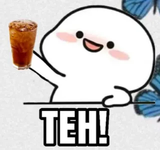 🌷 TEH! ชา, เครื่องดื่ม, ดื่ม, น่ารัก, การ์ตูน, ชาเย็น telegram sticker
