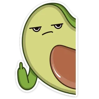 🖕 avocat, doigt d'honneur, offensant, dessin animé, nourriture, impoli telegram sticker