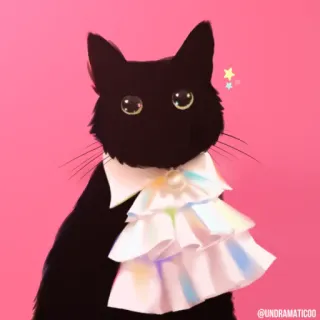 🌟 @UNDRAMATICCOO gato, gato negro, vestido, lindo, animal, mascota telegram sticker