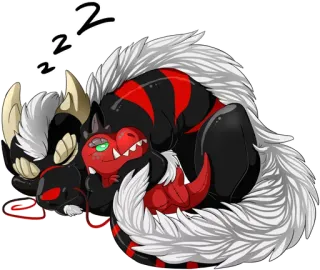 💤 z z z dragon, cartoon, sleeping, cute, red, black telegram sticker