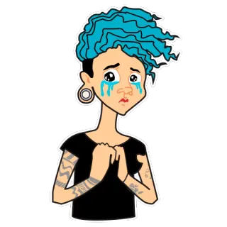 😨 traurig, weinend, emotional, Frau, Cartoon, Sticker telegram sticker