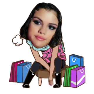 😒 Selena Gomez cantor, compras, Selena Gomez, cansado, desenho animado whatsapp sticker