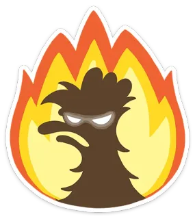 👿 enojado, fuego, pollo, dibujos animados whatsapp sticker