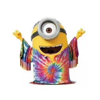 😃 Minion Despicable Me Minion, dessin animé, animé, paix, tie-dye, personnage telegram sticker