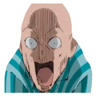 🤣 Saitama One-Punch Man Saitama, One-Punch Man, anime, zszokowany, reakcja, śmieszne, panika, zaskoczony telegram sticker