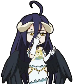 👿 Albedo Overlord Anime, Chibi, Albedo, Overlord, Iblis, Tanduk, Sayap telegram sticker