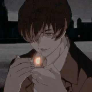 🚬 smoking, cigarette, anime, man, lighter telegram sticker