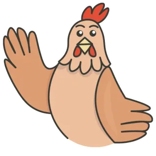 🖐 pollo, pájaro, animal, granja, dibujos animados whatsapp sticker