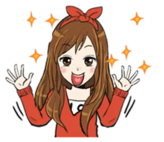 🖐 cartoon, girl, happy, stars, sparkles, excited telegram sticker