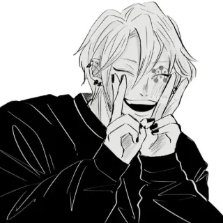 🪄 Anime, Dessin animé, Signe de paix, Sourire, Personnage, Dessin, Manga, Illustration whatsapp sticker