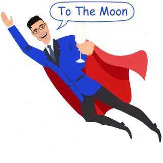 🚀 To The Moon На луну, Успех, Финансы, Крипто, Рынок, Достижение, Инвестиции, Ракета, Супергерой whatsapp sticker