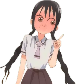 👆 Anime, Menina, Uniforme escolar, Tranças, Desenho animado telegram sticker