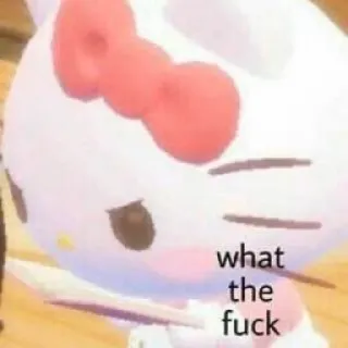 😤 Hello Kitty what the fuck hello kitty, мем, в шоке telegram sticker