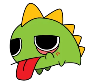 😜 Мультфильм, Динозавр, Милый, Зеленый, Язык, Монстр telegram sticker