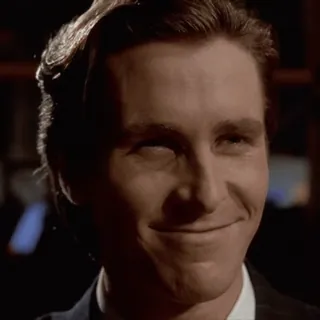 😆 Patrick Bateman American Psycho мужчина, лицо, жуткий, фильм, психопат, Кристиан Бэйл whatsapp sticker