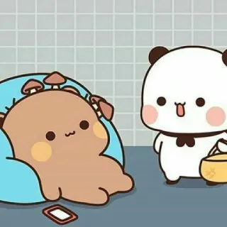 🍓 mono, panda, oso, dibujos animados, animal, amistad whatsapp sticker
