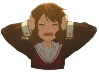 😣 anime, ragazza, spaventata, preoccupata, emotivo, uniforme scolastica telegram sticker