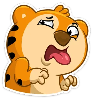 😝 만화, 호랑이, 아픈, 이모티콘, 구토, 메스꺼움, 표정 telegram sticker