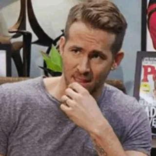 🔮 Ryan Reynolds aktor, selebriti, berpikir, bingung, ekspresi, Ryan Reynolds telegram sticker