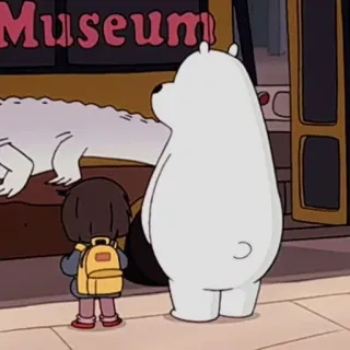 🐻‍❄️ Ice Bear We Bare Bears Museum Cartoon, Bär, Museum, animiert, Figur telegram sticker