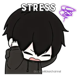 🃏 STRESS ความเครียด, อนิเมะ, การ์ตูน, ตัวละคร, อารมณ์, เศร้า telegram sticker