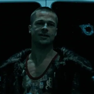 🥶 Tyler Durden Fight Club 브래드 피트, 타일러 더든, 파이트 클럽, 영화, 폭력, 반항, 반문화 telegram sticker