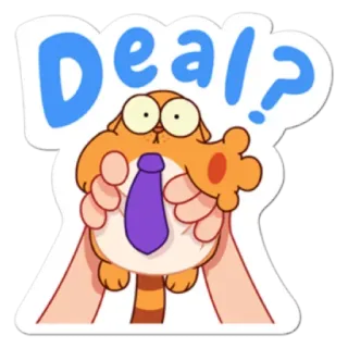 ✋ Deal? Katze, Deal, Vereinbarung, Cartoon, Niedlich, Krawatte telegram sticker